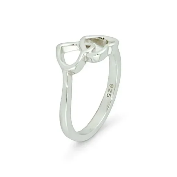 Sterling Silver Double Heart Ring - Picture 3 of 5